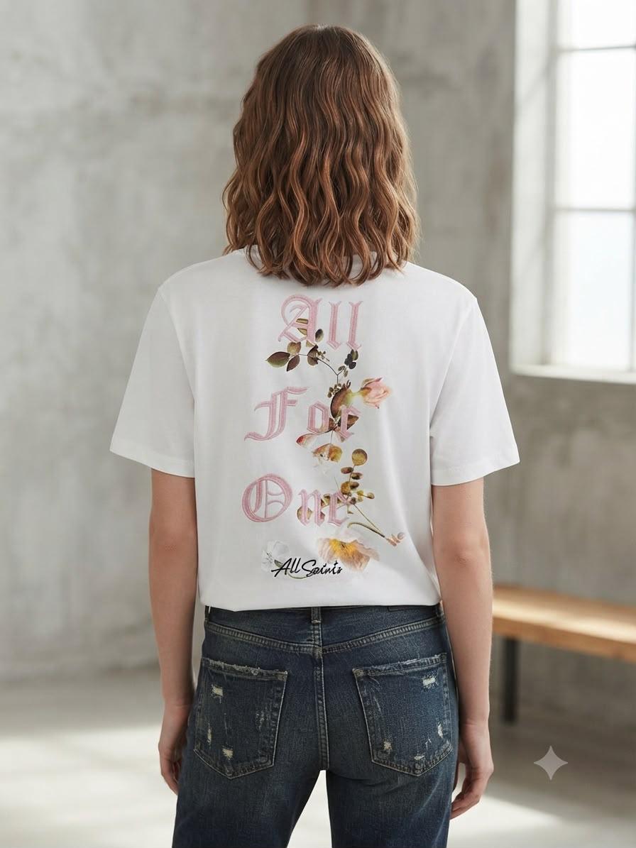Premium AllSaints white Lycra T-shirt for women
