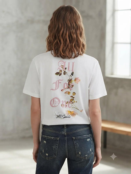 Premium AllSaints white Lycra T-shirt for women
