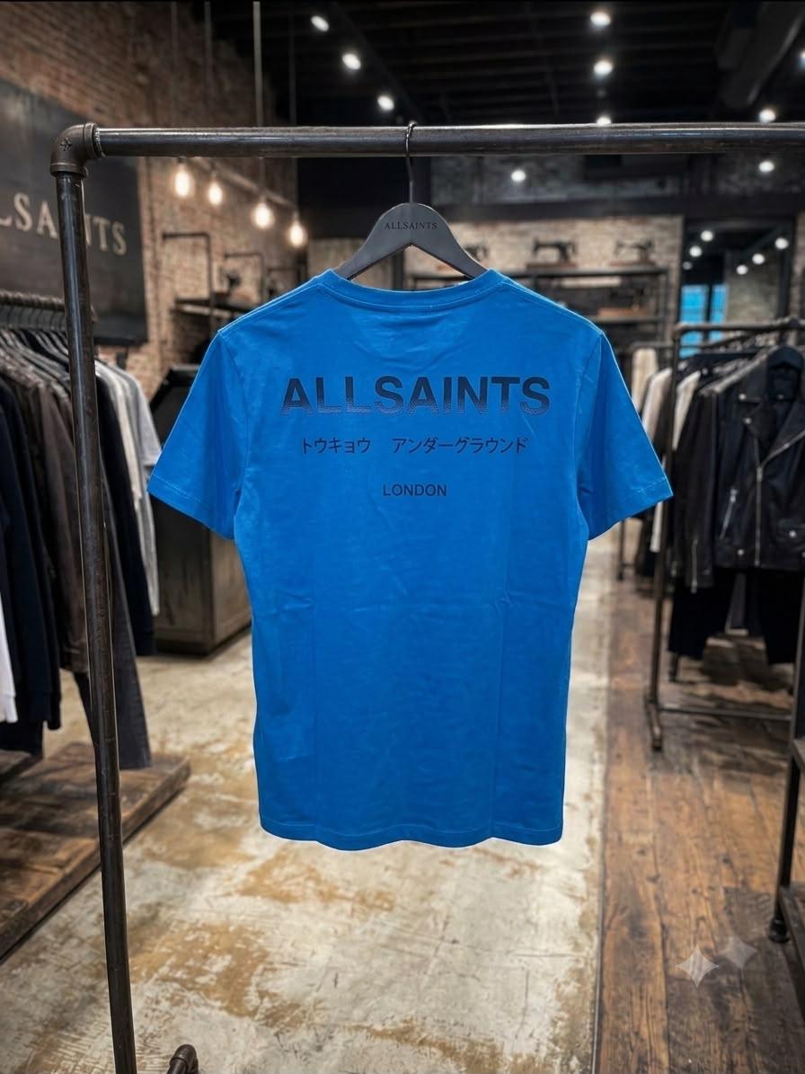 AllSaints blue premium 245 GSM Lycra T-shirt for women
