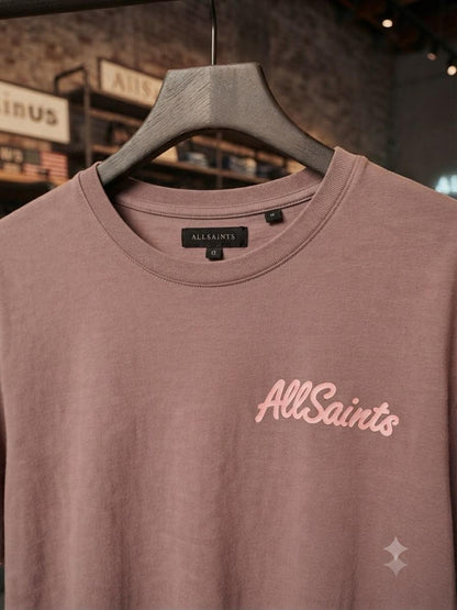 Women's AllSaints lilac relaxed fit designer T-shirt
