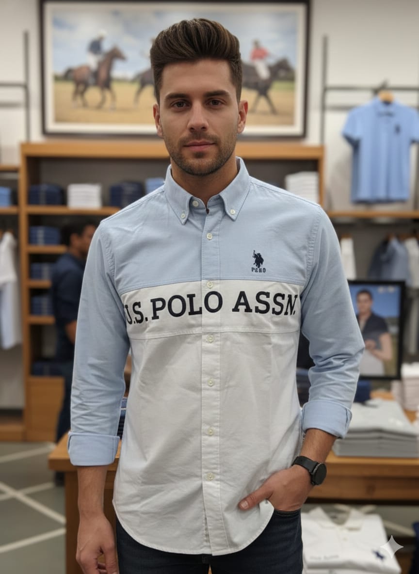 U.S. Polo Assn. Cotton Oxford Shirt in Sky Blue – Back View	
