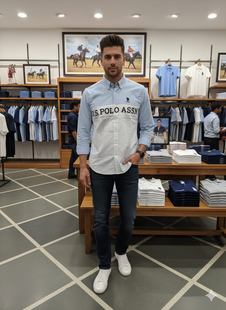 U.S. Polo Assn. Sky Blue Shirt – Detail View
