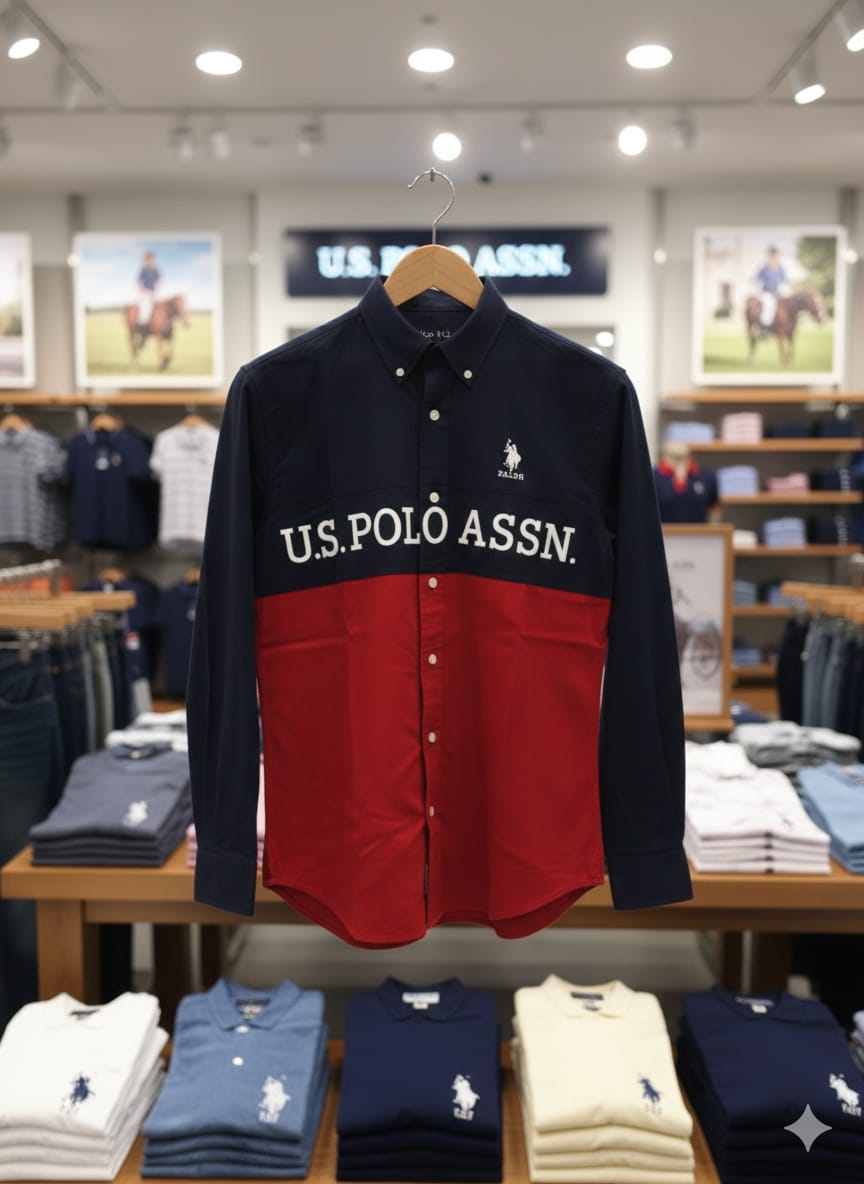 U.S. Polo Assn. Cotton Oxford Shirt in Navy Blue – Front View	