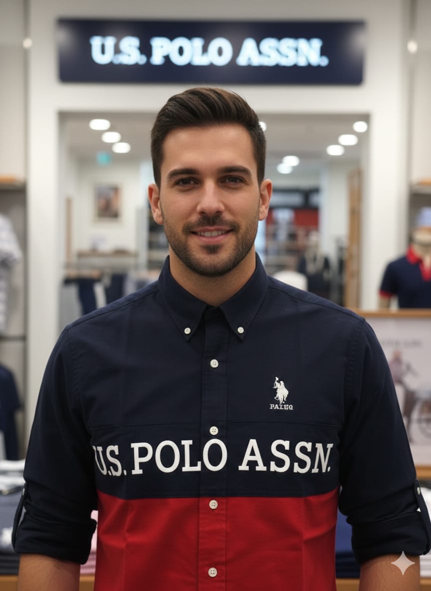 U.S. Polo Assn. Cotton Oxford Shirt in Navy Blue – Back View	