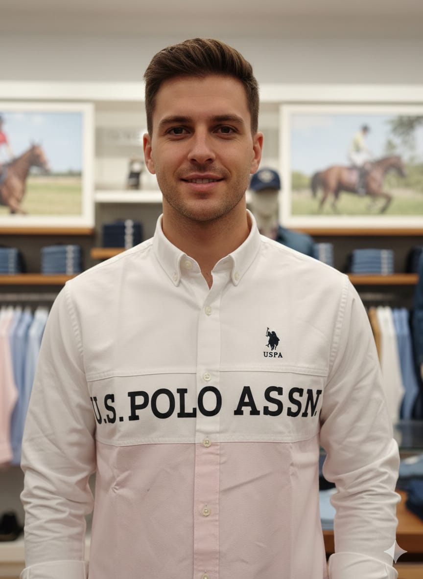 U.S. Polo Assn. Cotton Oxford Shirt in White – Back View	