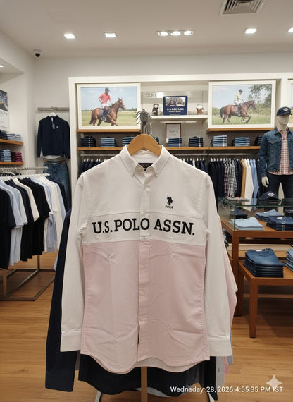 U.S. Polo Assn. Cotton Oxford Shirt in White – Front View	