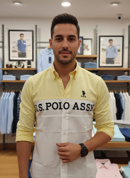 U.S. Polo Assn. Cotton Oxford Shirt in Yellow – Back View	