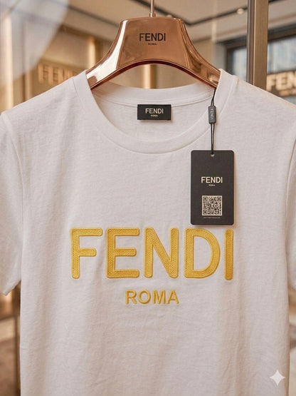 Women's Fendi white regular fit designer T-shirt
