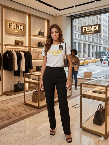 Premium Fendi white cotton T-shirt for women
