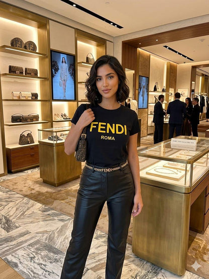 Premium Fendi black cotton T-shirt for women
