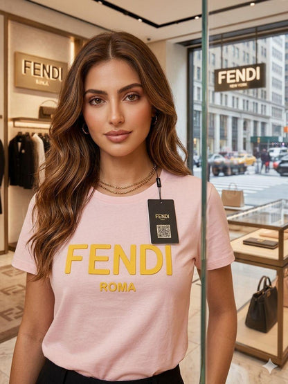 Fendi pink luxury casual women's tee
