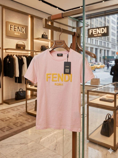 Fendi pink premium Italian cotton T-shirt for women
