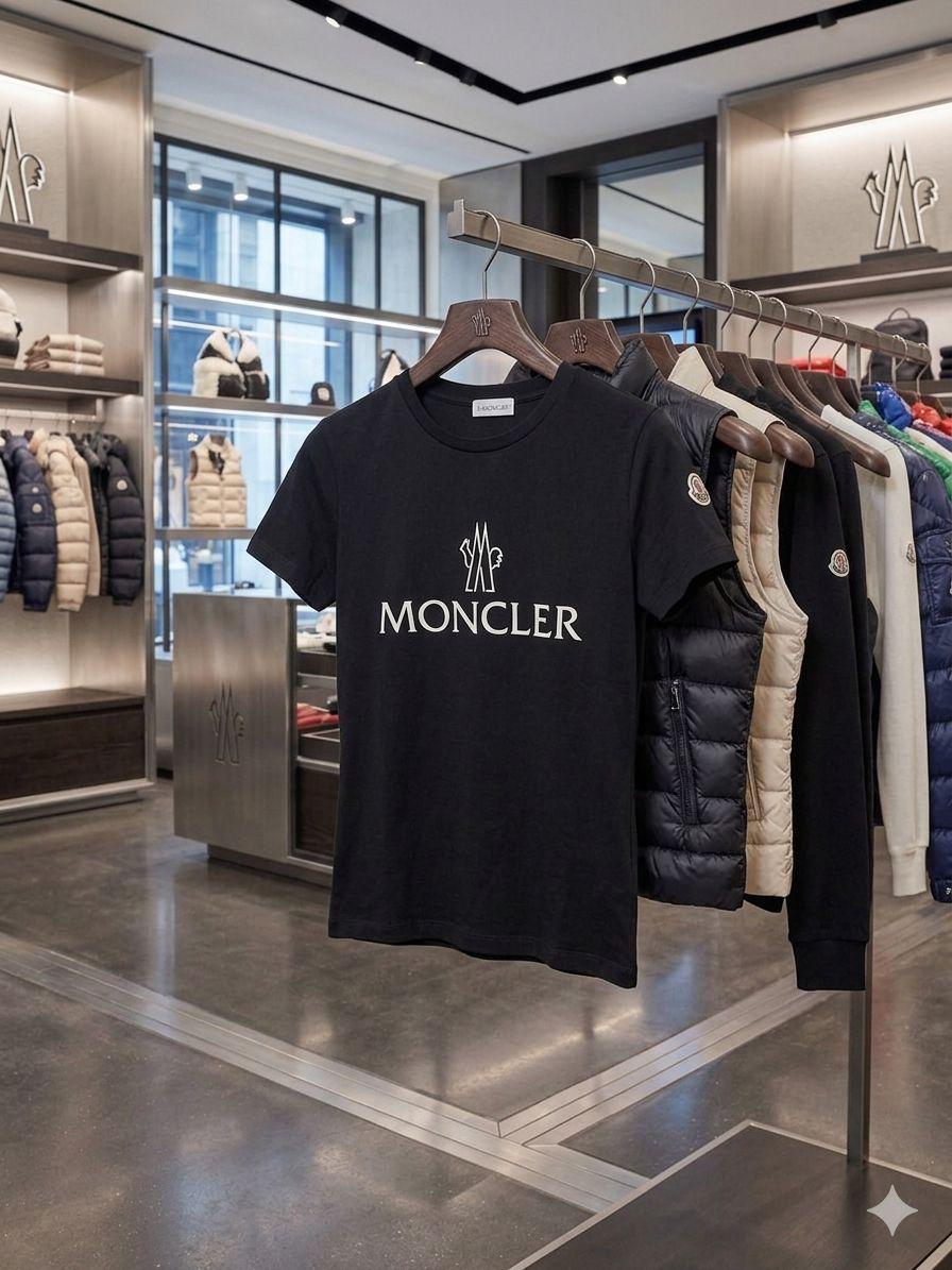 Moncler black premium Italian cotton T-shirt for women

