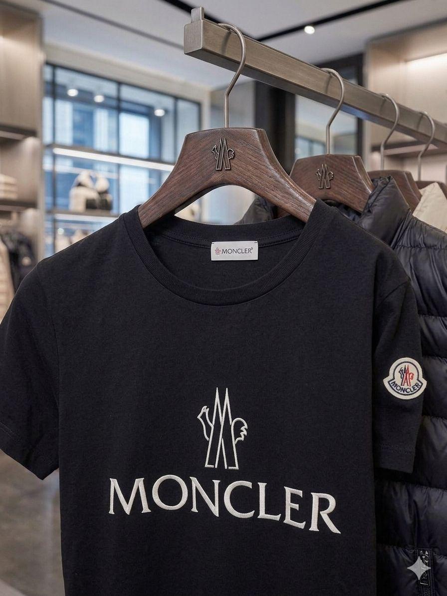 Women's Moncler black regular fit designer T-shirt
