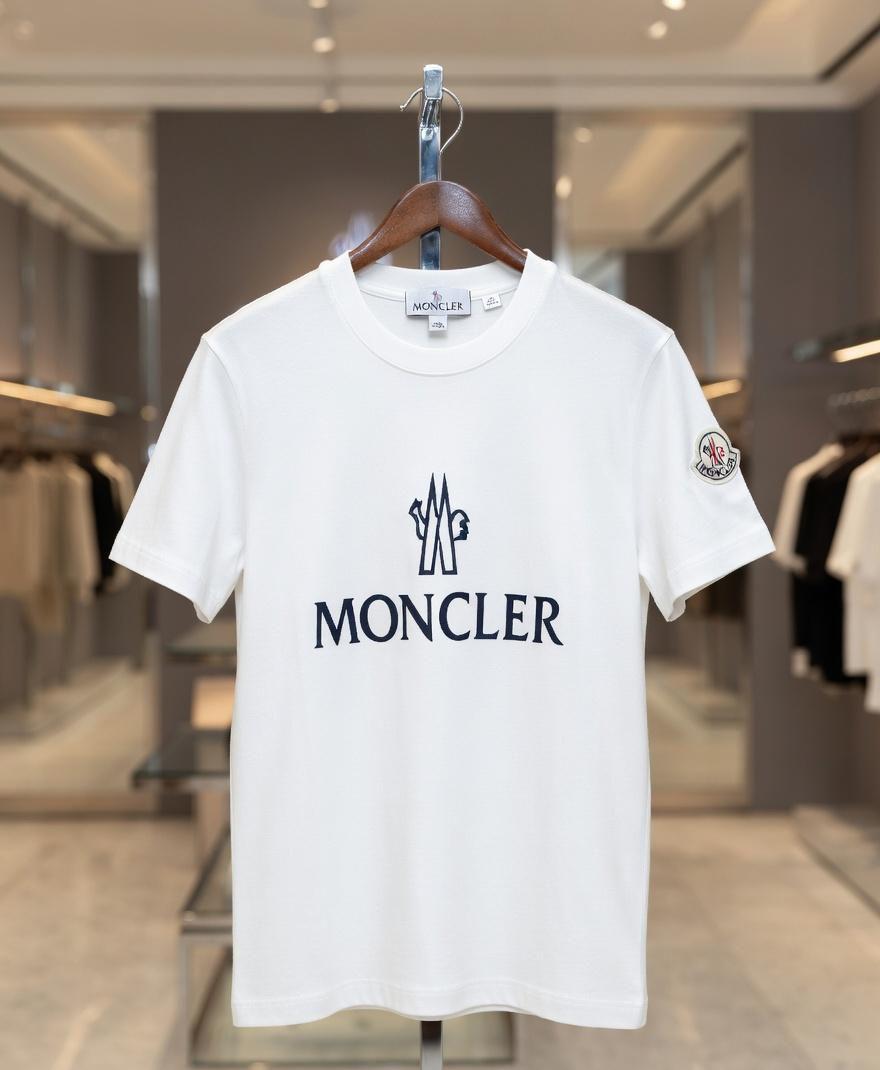 Moncler white premium Italian cotton T-shirt for women
