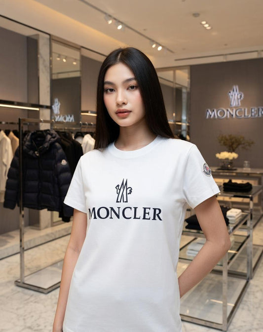 Premium Moncler white cotton T-shirt for women
