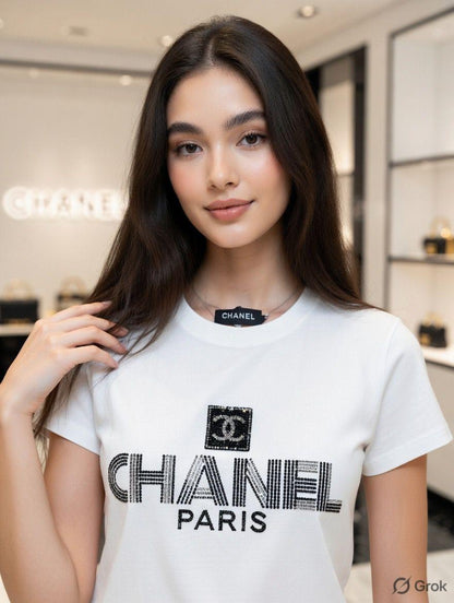 Chanel white luxury casual women's tee
