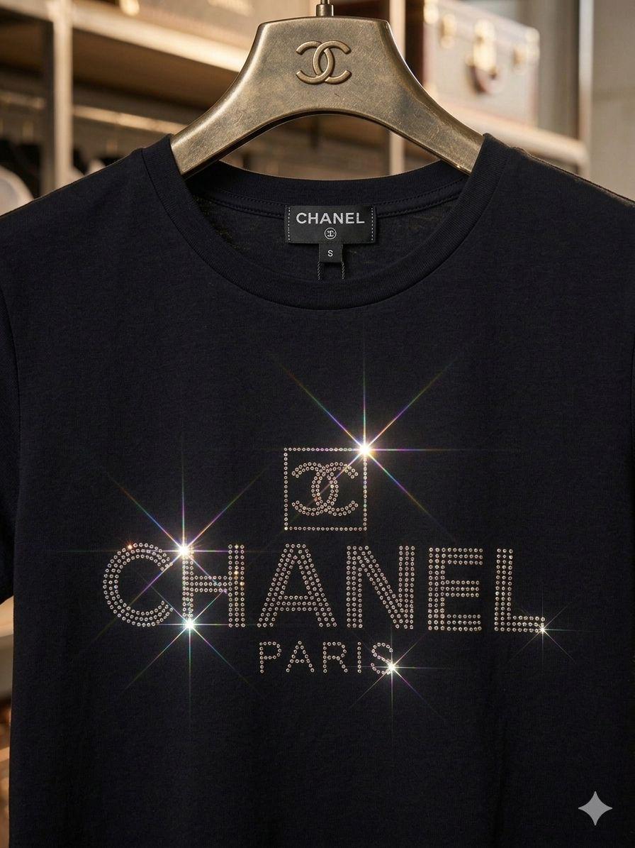 Women's Chanel black regular fit designer T-shirt
