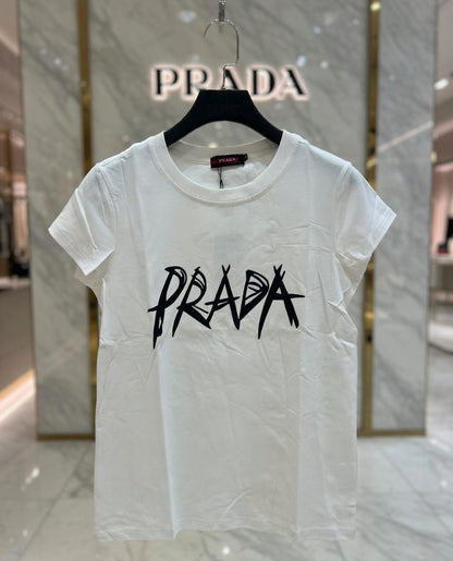 Prada white premium Italian cotton T-shirt for women
