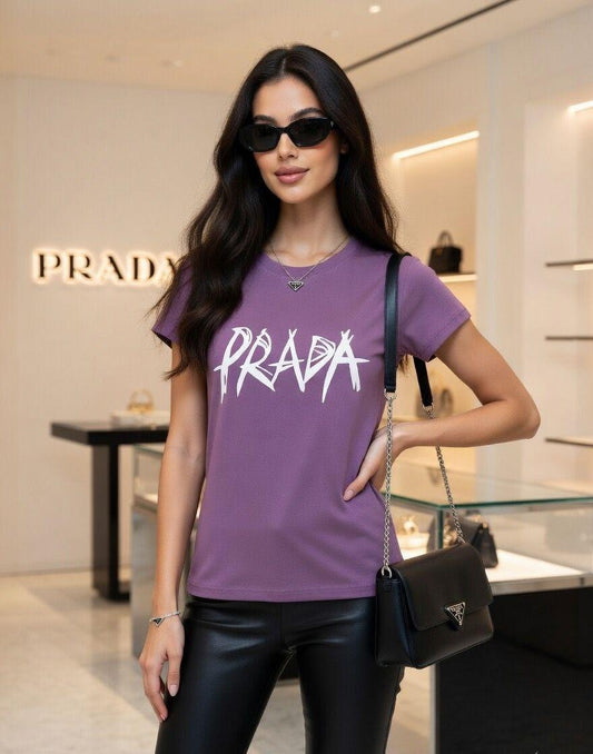 Premium Prada Purple cotton T-shirt for women
