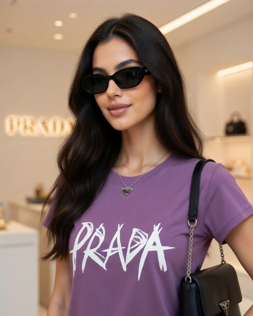 Prada Purple luxury casual women's tee

