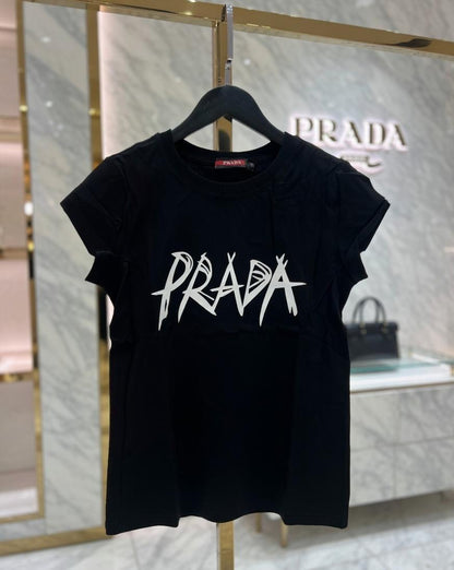 Prada black premium Italian cotton T-shirt for women
