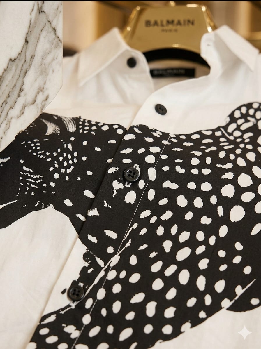 Balmain White Shirt – Sequence Work Close-up	