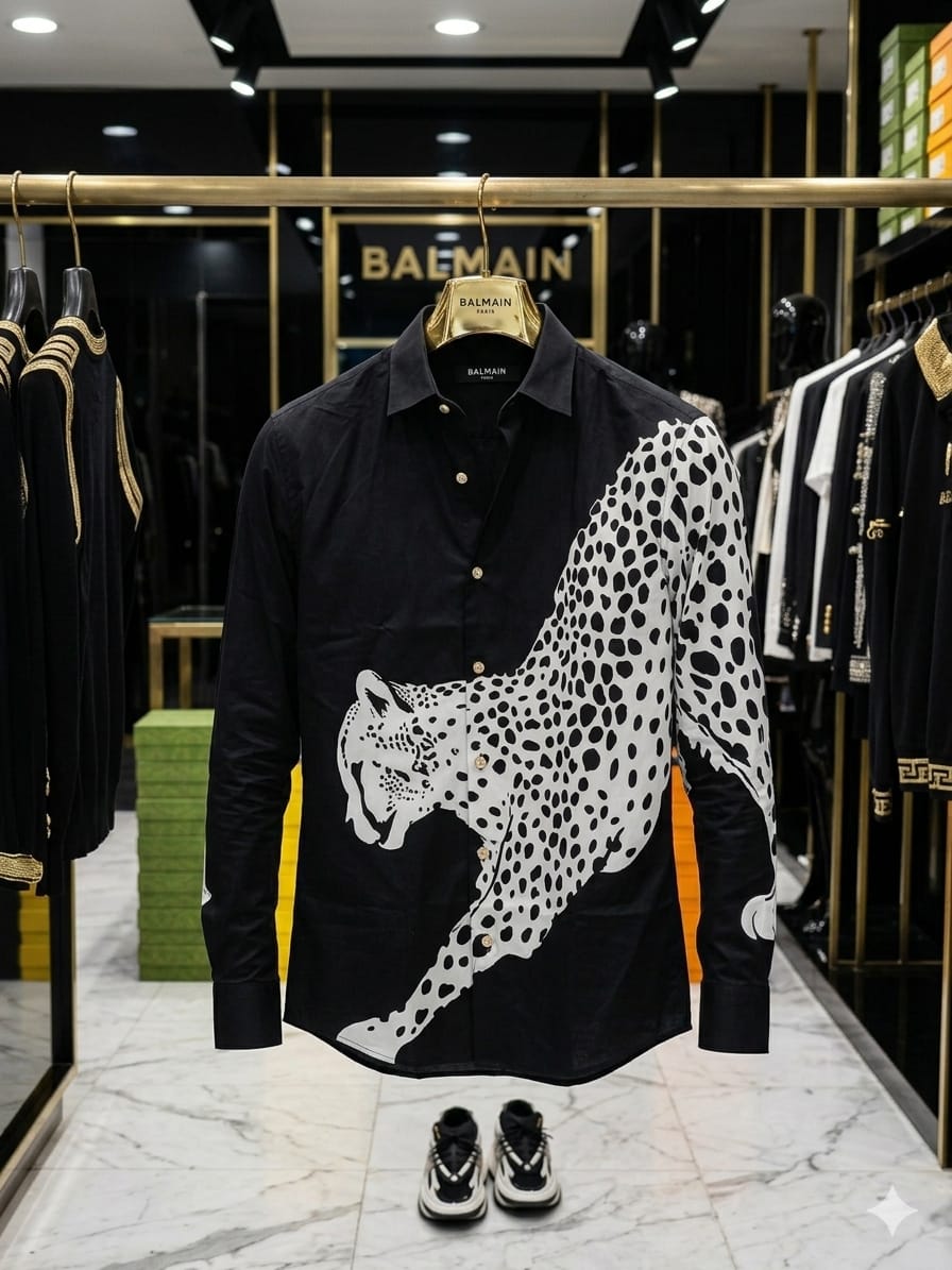 Balmain Handmade Sequence Shirt in Black – Front View	