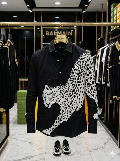 Balmain Handmade Sequence Shirt in Black – Front View	