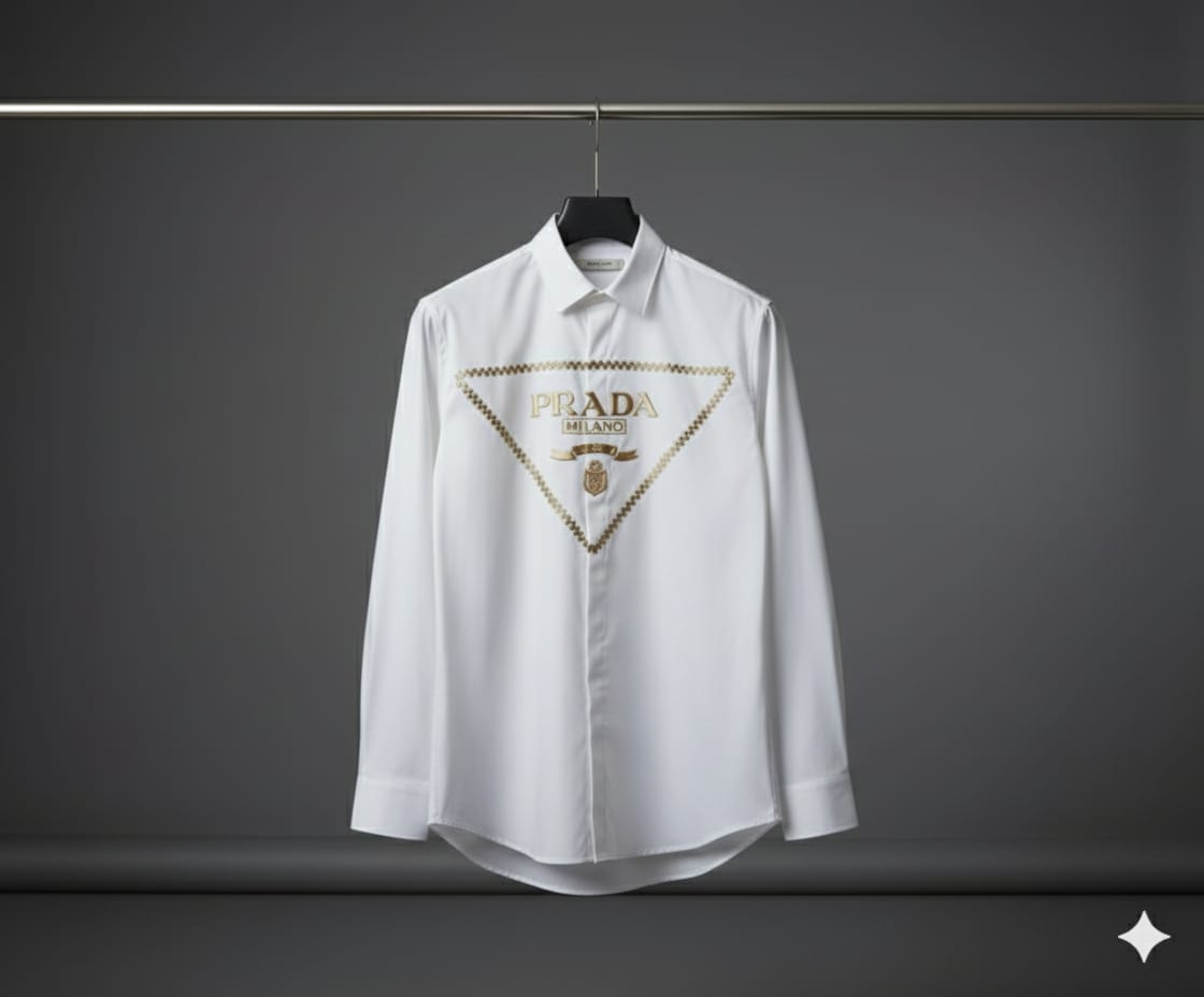 Prada Regular Fit Cotton Shirt in White – Product Shot	