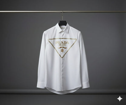 Prada Regular Fit Cotton Shirt in White – Product Shot	