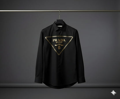 Prada Regular Fit Cotton Shirt in Black – Product Shot	