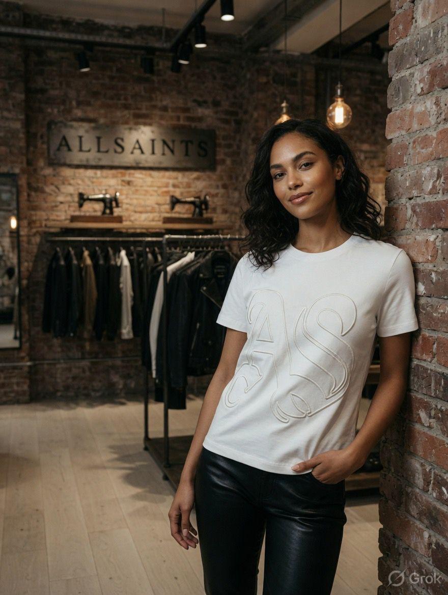 Premium AllSaints white cotton T-shirt for women
