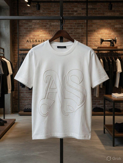 AllSaints white premium mercerised cotton T-shirt for women
