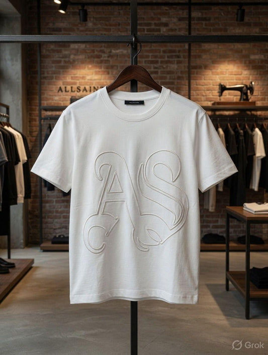 AllSaints white premium mercerised cotton T-shirt for women
