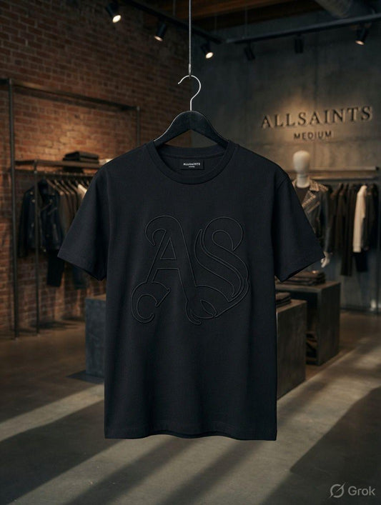 AllSaints black premium mercerised cotton T-shirt for women
