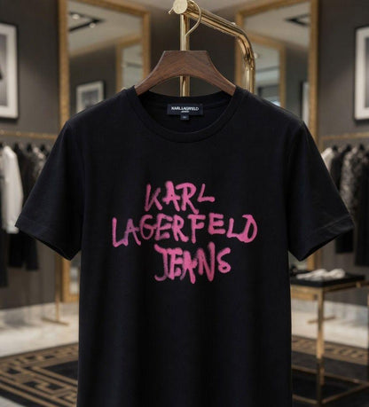 Women's Karl Lagerfeld black 245 GSM Lycra T-shirt
