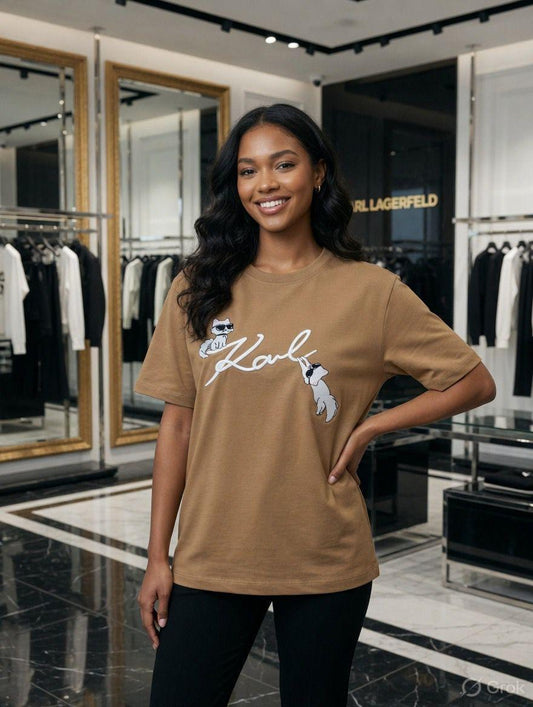 Premium Karl Lagerfeld beige women's T-shirt
