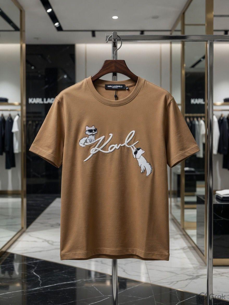 Karl Lagerfeld beige premium relaxed fit T-shirt for women

