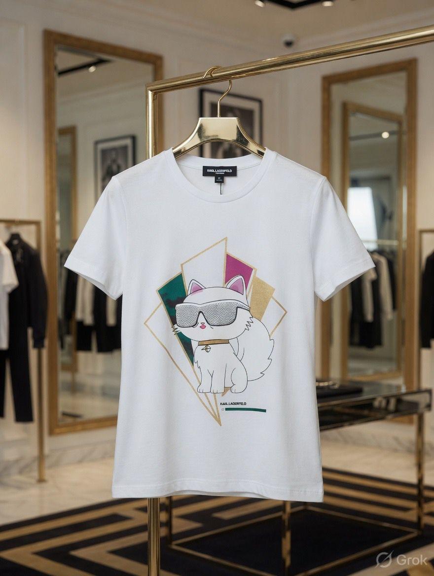 Karl Lagerfeld white premium relaxed fit T-shirt for women
