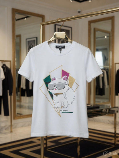 Karl Lagerfeld white premium relaxed fit T-shirt for women
