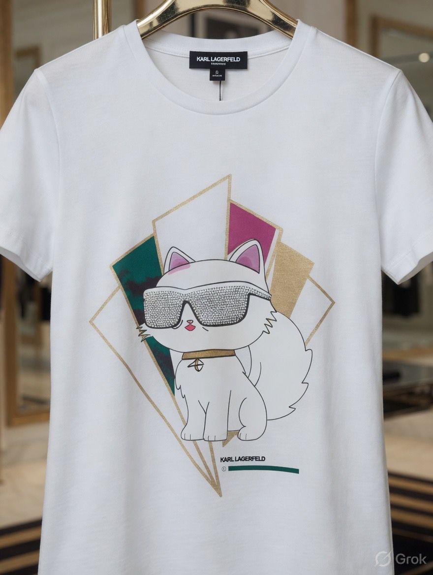 Women's Karl Lagerfeld white 245 GSM Lycra T-shirt
