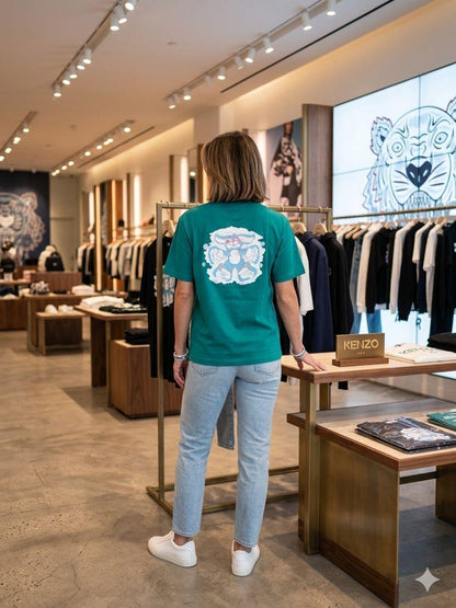 Kenzo teal blue designer relaxed fit women's tee
