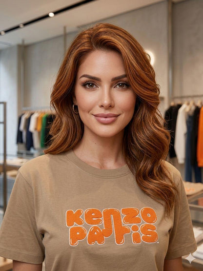 Women's Kenzo beige 245 GSM casual T-shirt
