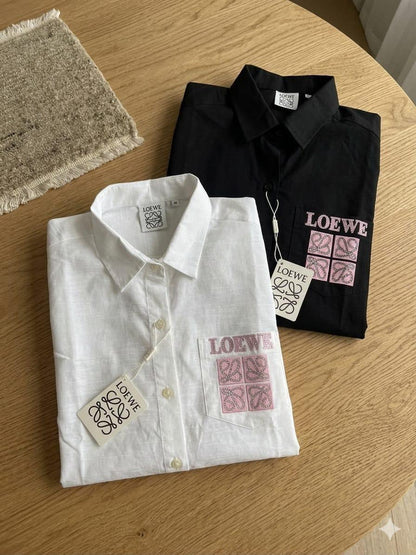 LOEWE western women's wear clothing in black and white Cotton Oxford T-shirts
