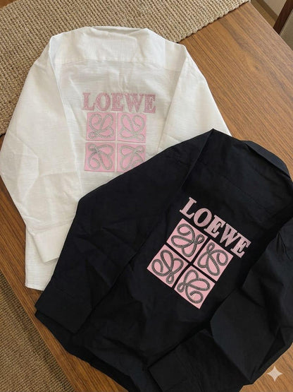LOEWE women's t shirt black and white premium womens summer tops

