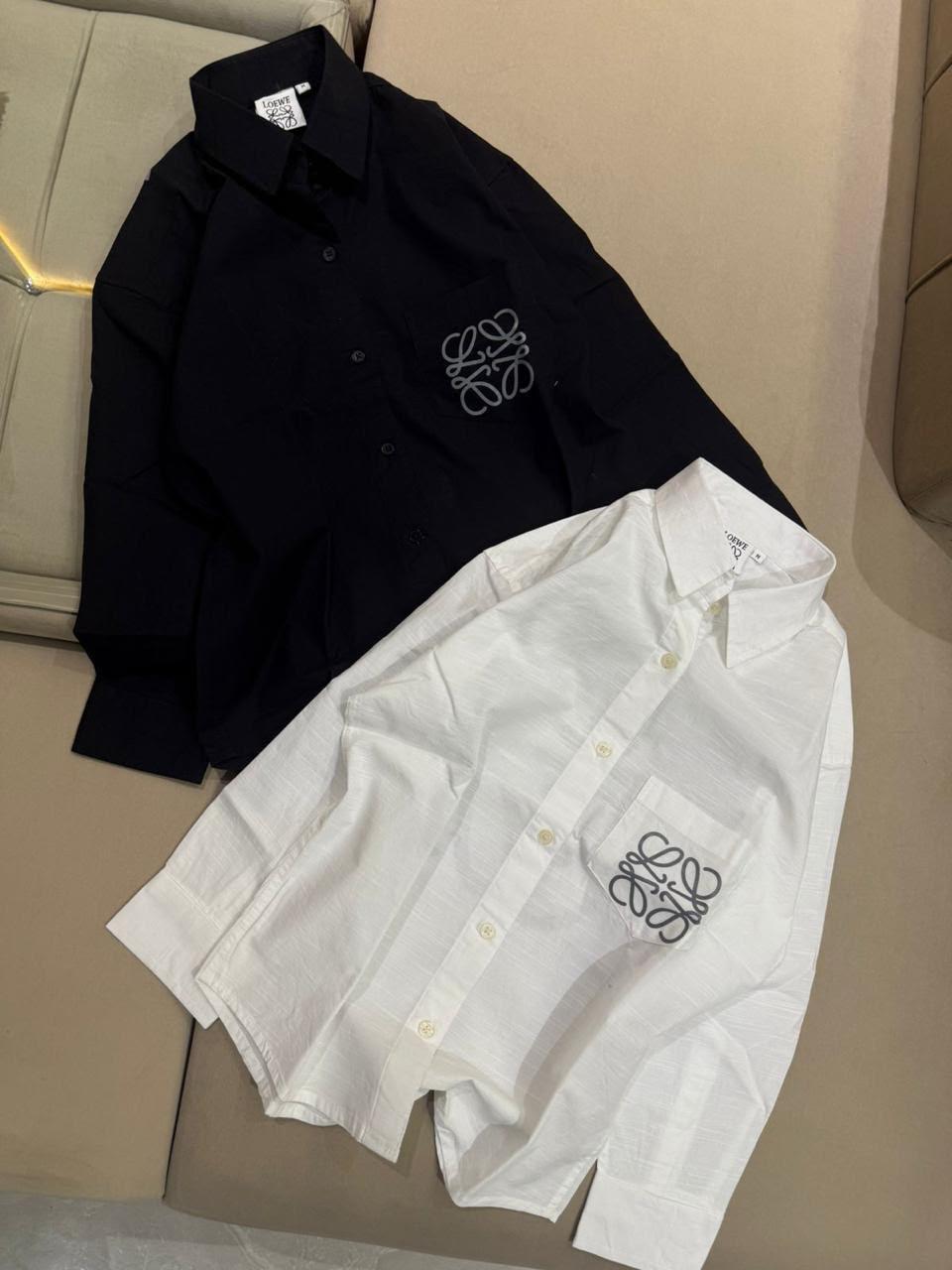 LOEWE women's cotton Oxford shirts in black and white
