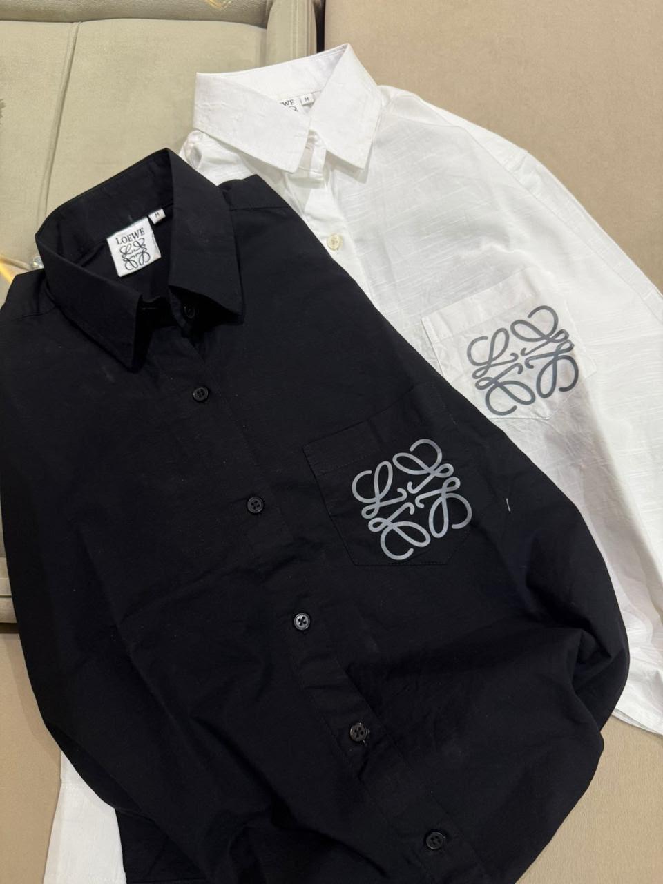 LOEWE premium womens summer tops black and white button-up shirts

