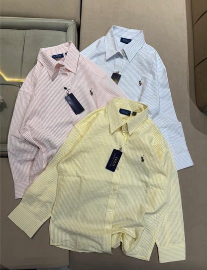 Ralph Lauren women's wear premium Cotton Oxford shirts in Pink Yellow and Sky Blue
