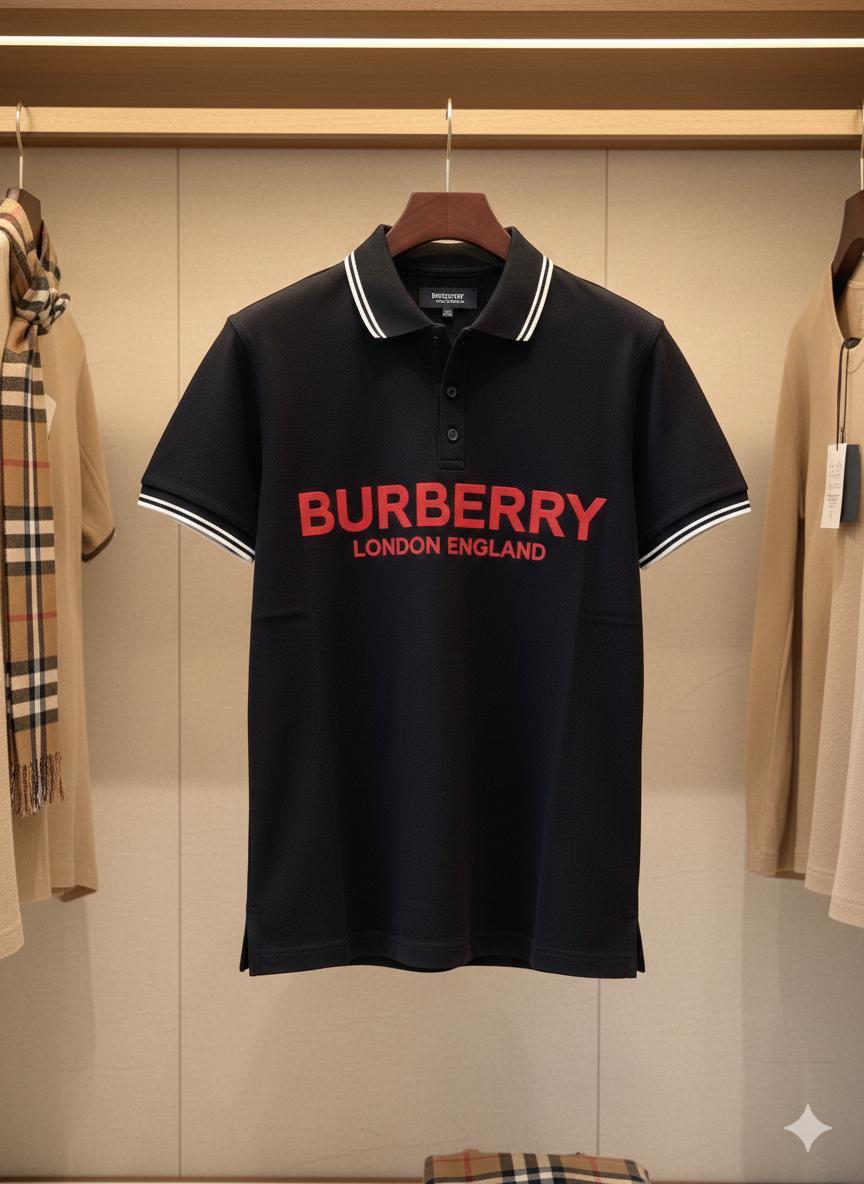 Burberry black women's polo t shirt premium cotton
